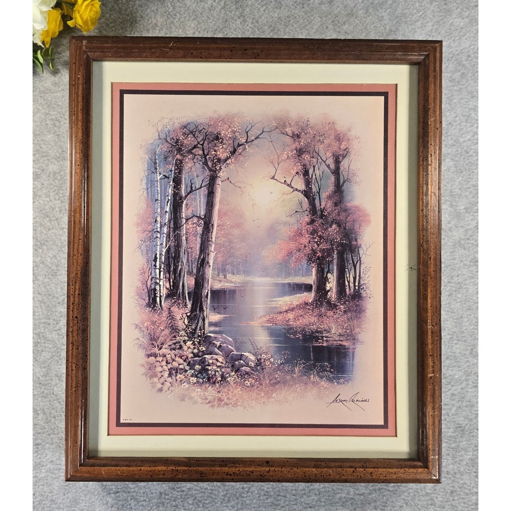 Andrew Orpinas Framed Stream in the Woods Art Print 11.5x13.5 Vintage Rustic